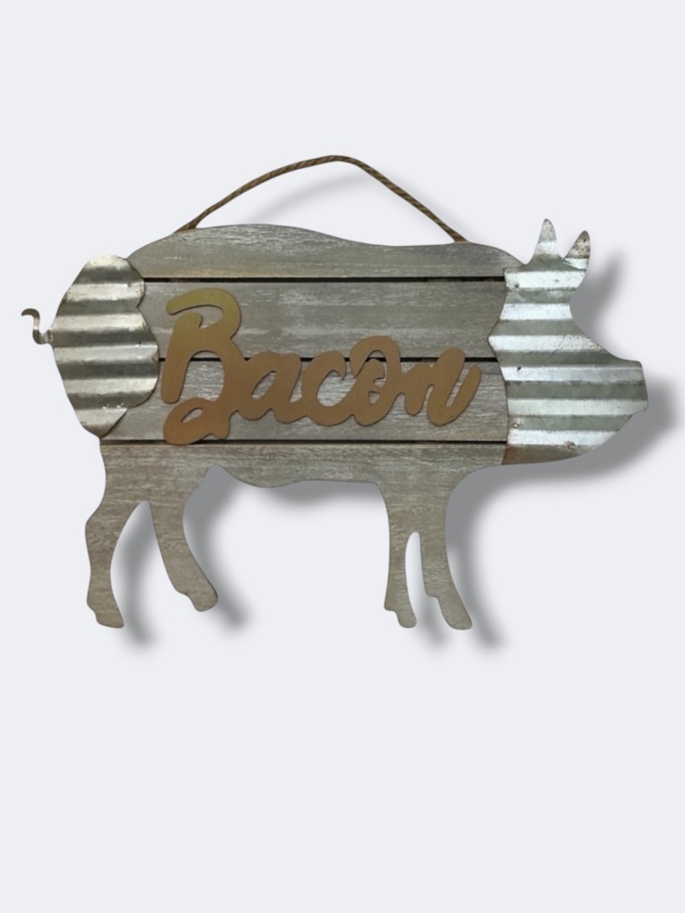 Rustic Wooden Bacon Sign Galvanized Metal Wood Wall Hanging